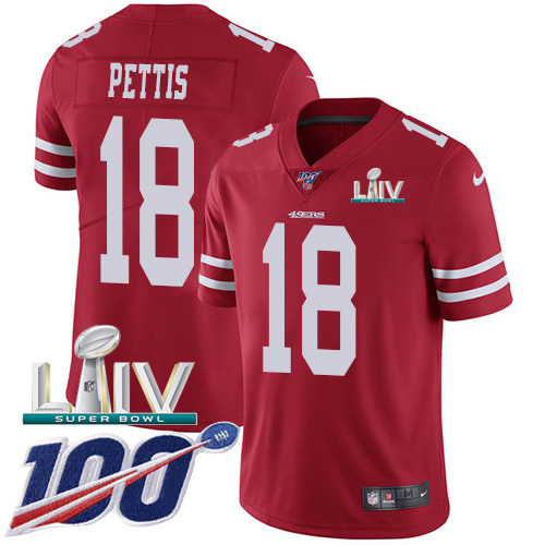 San Francisco 49ers Nike 18 Dante Pettis Red Super Bowl LIV 2020 Team Color Youth Stitched NFL 100th Season Vapor Limited Jersey